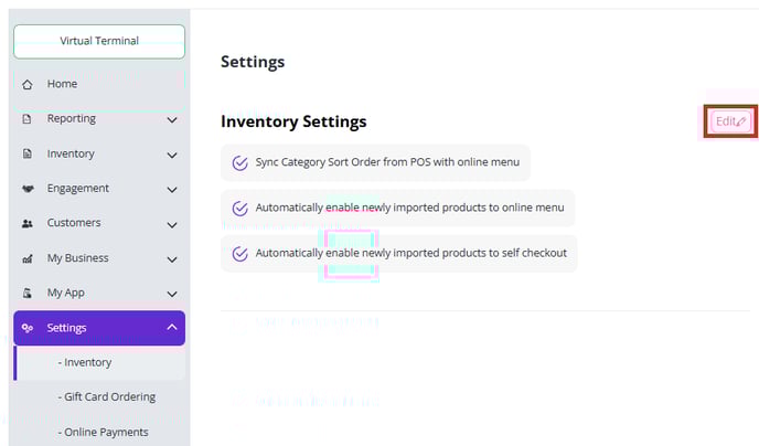 Edit Inventory