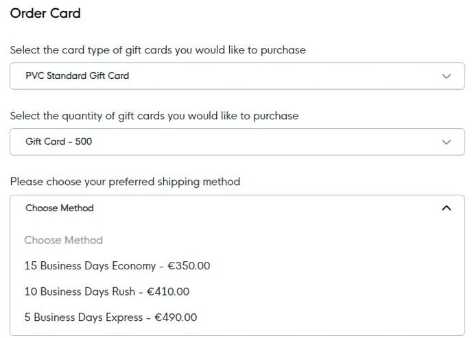 Gift Card Shipping